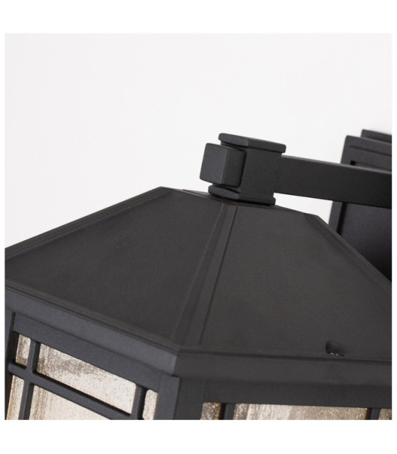 Quoizel Außenwandleuchte Aluminium, transparentes, gekörntes Glas Schwarz