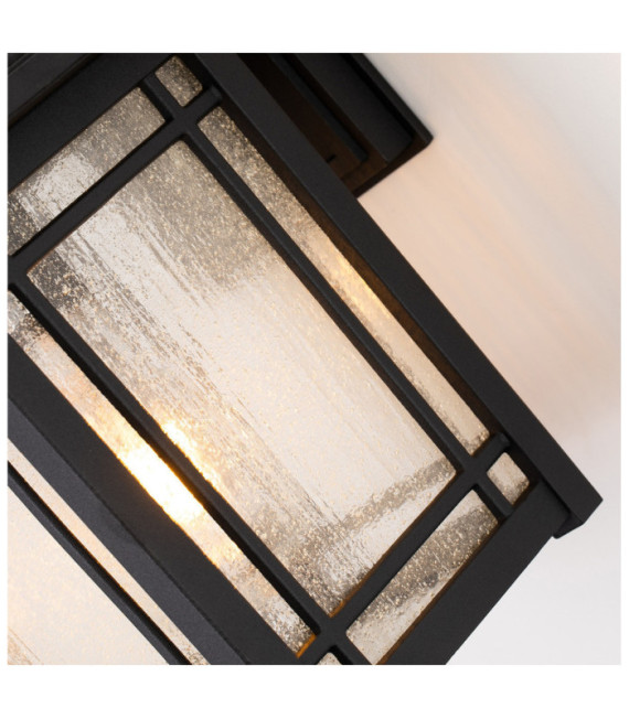 Quoizel Außenwandleuchte Aluminium, transparentes, gekörntes Glas Schwarz