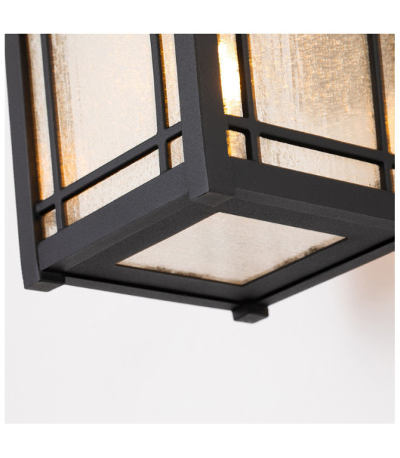 Quoizel Außenwandleuchte Aluminium, transparentes, gekörntes Glas Schwarz