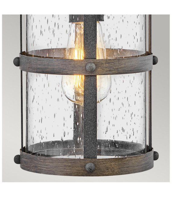 Hinkley exterior wall light Aluminum, transparent grained glass Aged zinc and driftwood gray