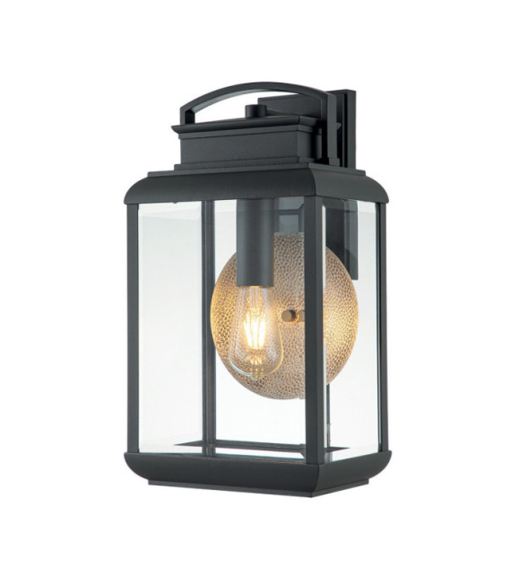 Quoizel exterior wall light Aluminum, copper, steel, transparent beveled glass Graphite with tin reflector