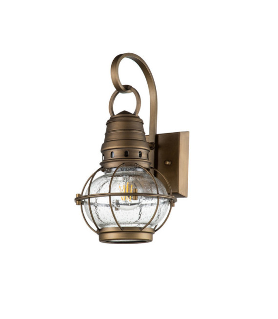 Lampada da parete per esterni Kichler Alluminio, vetro granulato trasparente Ottone naturale