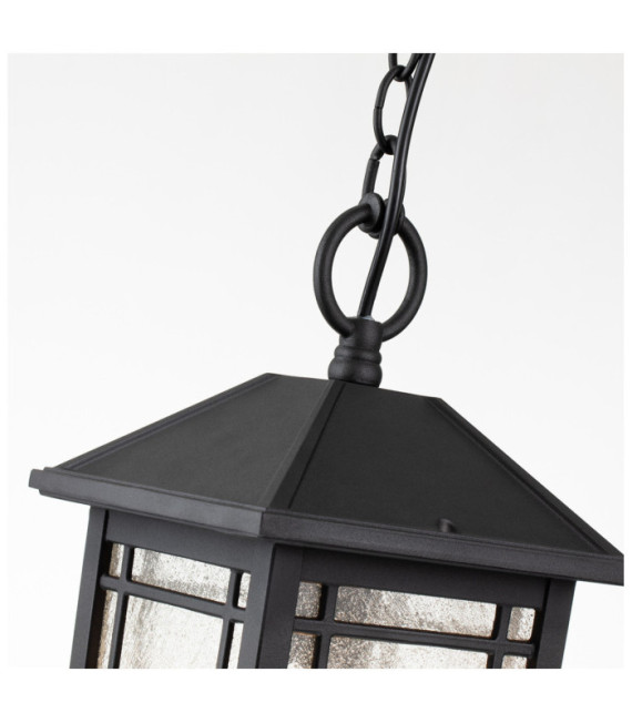 Exterior pendant light Quoizel Aluminum, transparent grained glass Black