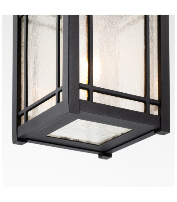 Lámpara colgante para exterior Quoizel Aluminio, cristal granulado transparente Negro
