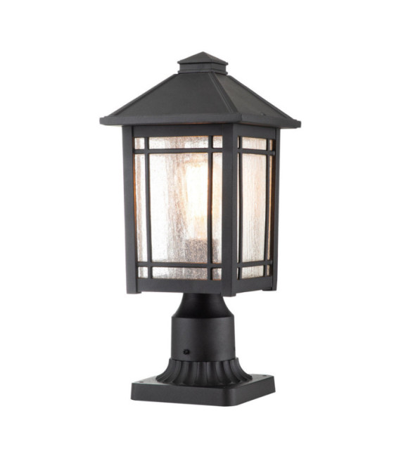 Quoizel Lámpara de pie para exterior Aluminio, cristal granulado transparente Negro