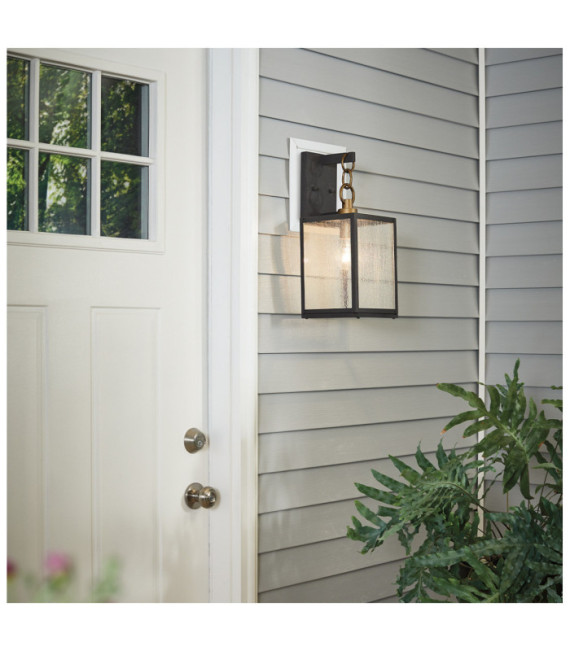 Kichler exterior wall light Aluminum, transparent grained glass Patinated zinc