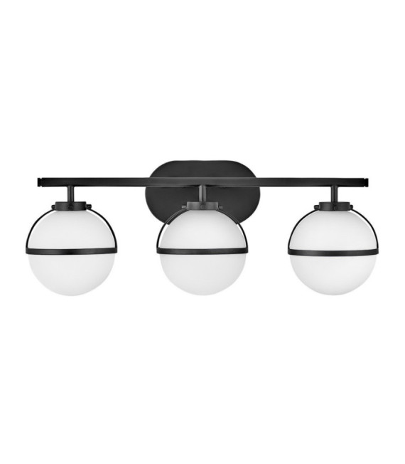 Hinkley Bathroom Wall Light Opal Glass, Black Steel