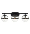 Wall light Bathroom Hinkley Steel, transparent grained glass Black