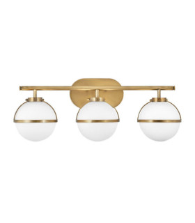 Lampada da parete Bagno Hinkley Acciaio, vetro granulato trasparente Ottone Heritage