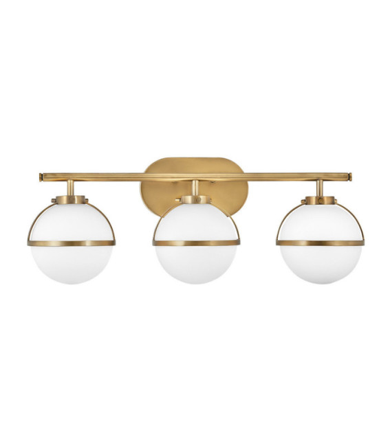 Lampada da parete Bagno Hinkley Acciaio, vetro granulato trasparente Ottone Heritage