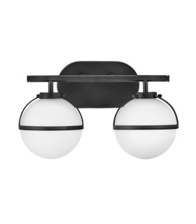 Hinkley Aplique de baño de cristal opalino, acero negro