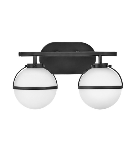 Hinkley Aplique de baño de cristal opalino, acero negro