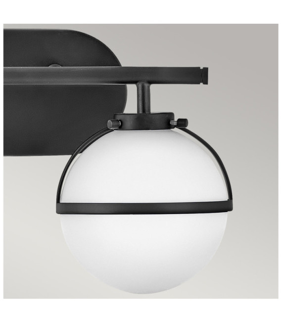 Hinkley Bathroom Wall Light Opal Glass, Black Steel