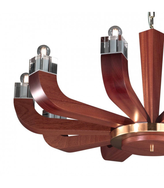 Lampadario design RIVIERA Mahagoni 10 lampadine