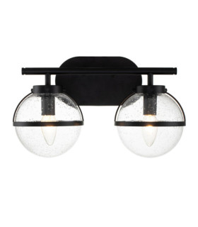 Wall light Bathroom Hinkley Steel, transparent grained glass Black
