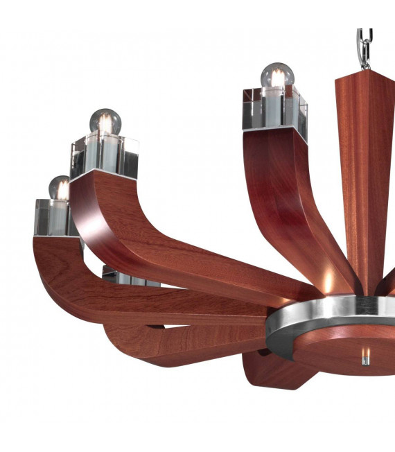 Lampadario design RIVIERA Mahagoni 10 lampadine