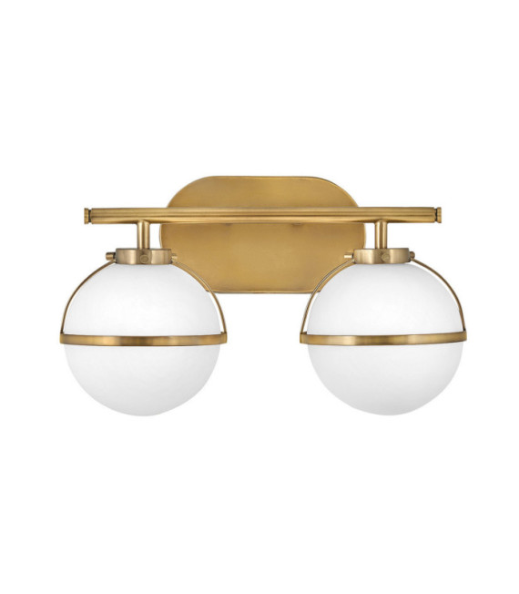 Wandleuchte Badezimmer Hinkley Steel, transparentes genarbtes Glas Brass Heritage