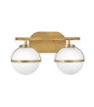 Wall light Bathroom Hinkley Steel, transparent grained glass Brass Heritage