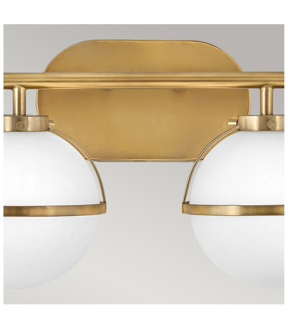 Lampada da parete Bagno Hinkley Acciaio, vetro granulato trasparente Ottone Heritage