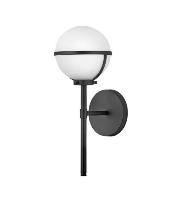 Lampada da parete per bagno Hinkley in vetro opale, acciaio nero