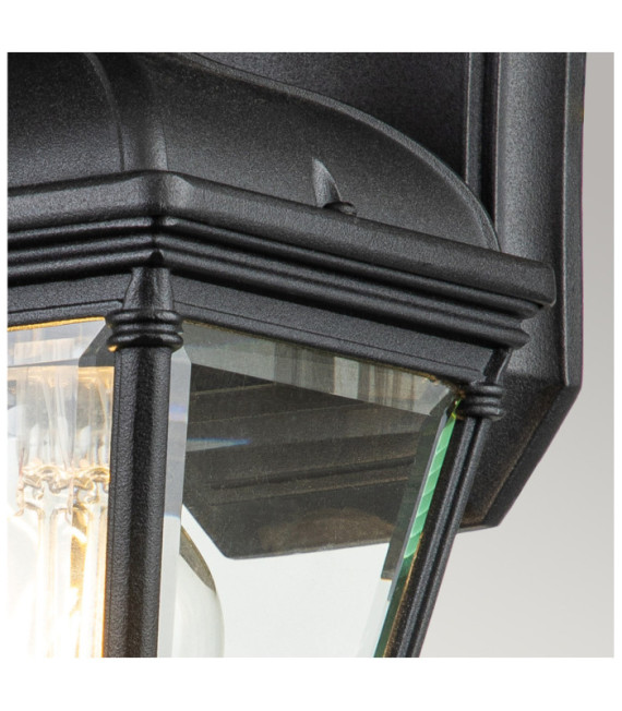 Bayview exterior wall light Aluminum, transparent beveled glass Black