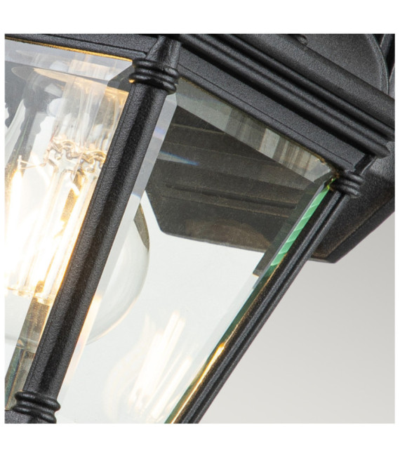 Aplique exterior Bayview Aluminio, cristal biselado transparente Negro