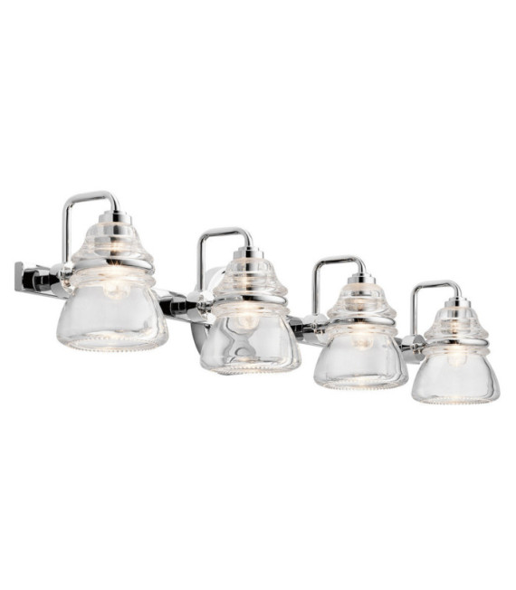 Kichler Aplique de baño de cristal, acero cromado pulido