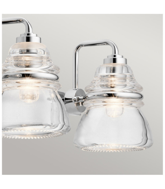 Lampada da parete per bagno Kichler in vetro, acciaio cromato lucido
