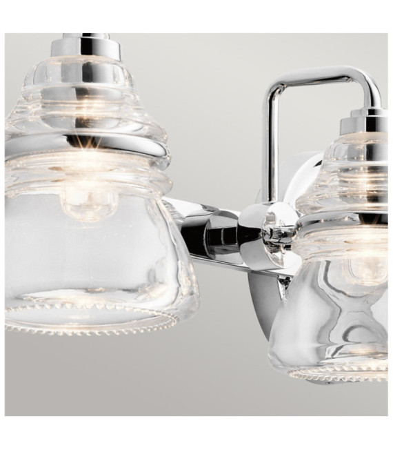 Kichler Badezimmer-Wandleuchte aus Glas, polierter Chromstahl