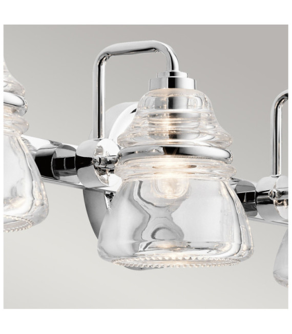 Kichler Aplique de baño de cristal, acero cromado pulido