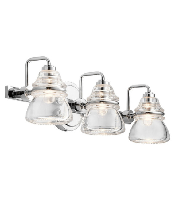 Kichler Bathroom Wall Light Glass, Polished Chrome Steel