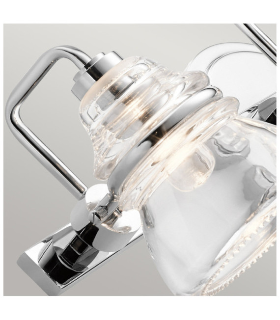 Kichler Bathroom Wall Light Glass, Polished Chrome Steel