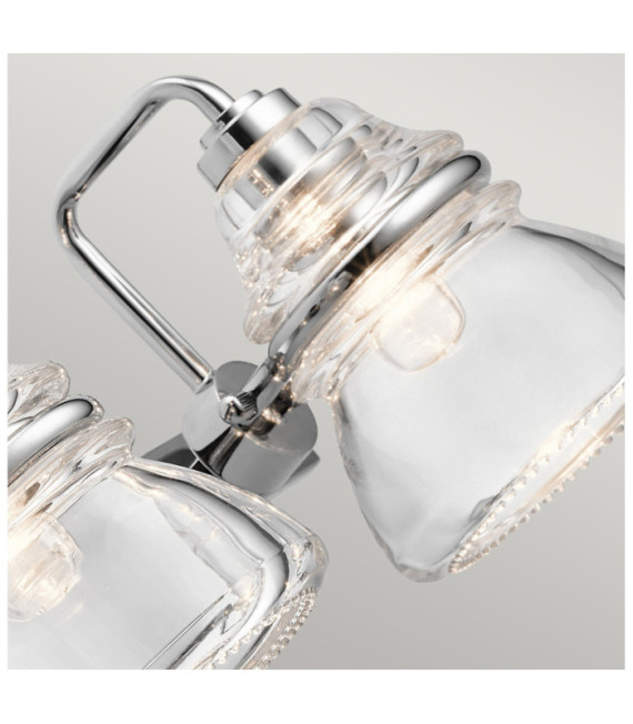 Kichler Aplique de baño de cristal, acero cromado pulido