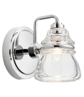 Kichler Aplique de baño de cristal, acero cromado pulido