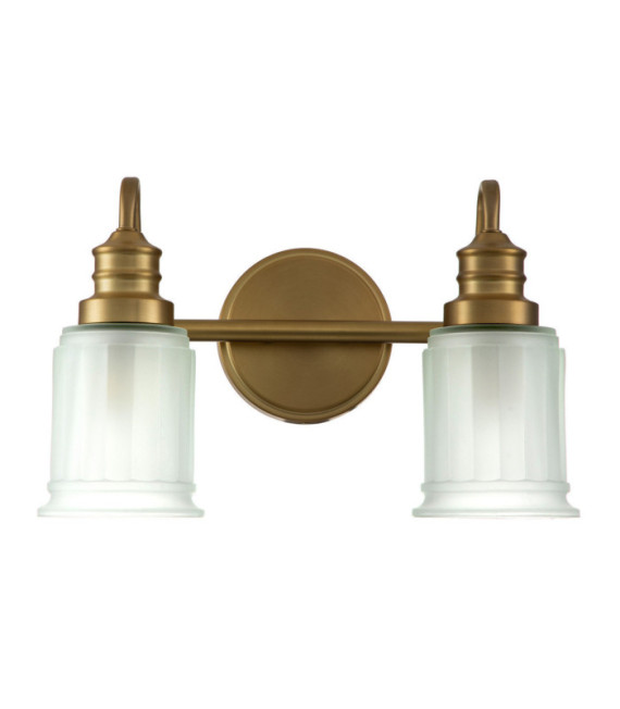 Quoizel Wandleuchte Glas, Stahl Gebürstetes Messing