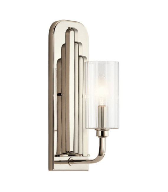 Kichler Wandleuchte Stahl, transparentes geriffeltes Glas, poliertes Nickel