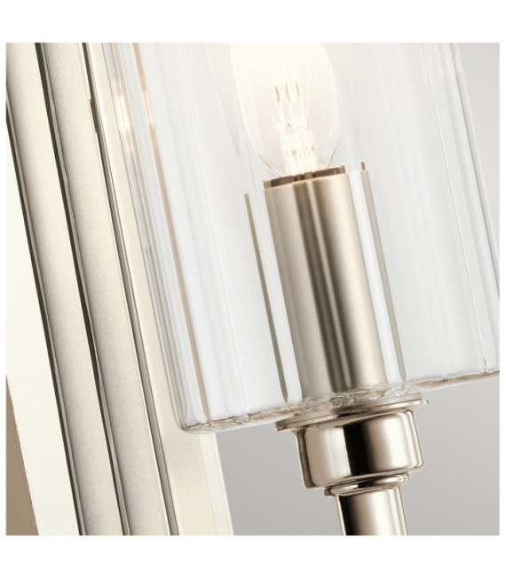 Kichler wall light Steel, transparent fluted glass Polished nickel
