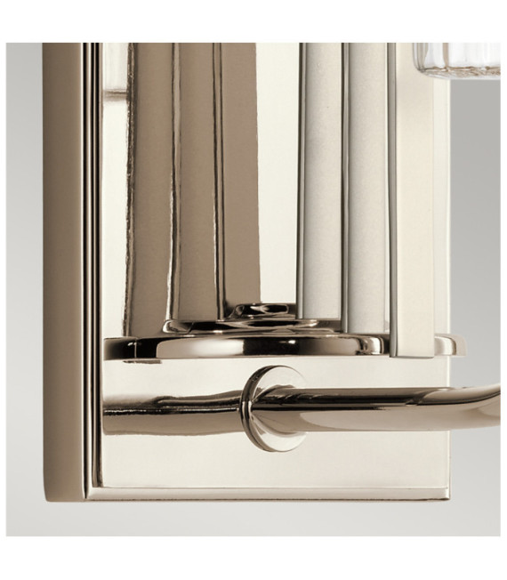 Kichler Wandleuchte Stahl, transparentes geriffeltes Glas, poliertes Nickel