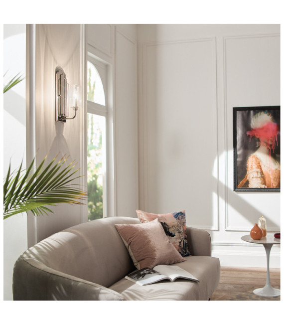 Applique murale Kichler Acier,verre cannelé transparent Nickel poli