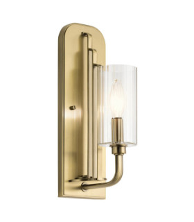 Lampada da parete Kichler Acciaio, vetro scanalato trasparente Ottone naturale spazzolato