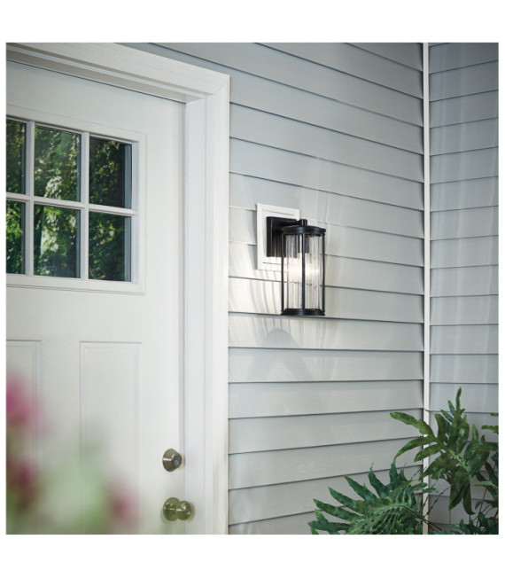 Kichler exterior wall light Transparent glass, aluminum, steel Black