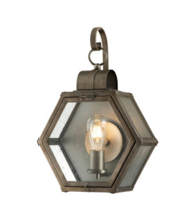 Quoizel exterior wall light Aluminum, steel, brass, transparent grained glass Burnished bronze