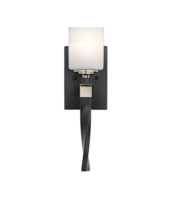 Lampada da parete Kichler in vetro opale, acciaio nero