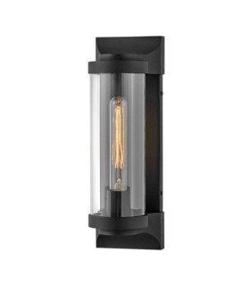 Hinkley exterior wall light Aluminum, brass, clear glass Textured black