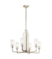 Suspension Kichler Verre cannelé transparent,acier Nickel poli