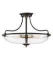 Quoizel ceiling light Steel, transparent grained glass Palladian bronze with patinated brass accents