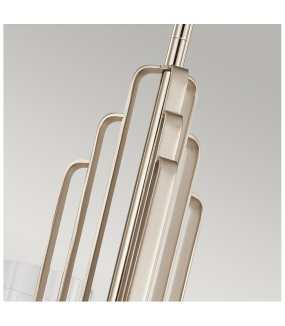Suspension Kichler Verre cannelé transparent,acier Nickel poli