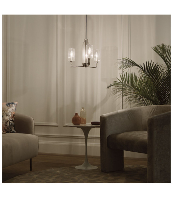 Kichler pendant light Clear fluted glass, polished nickel steel
