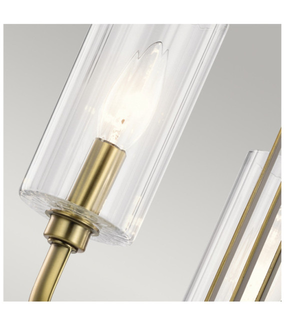 Kichler Pendelleuchte Klares geriffeltes Glas, Stahl Gebürstetes Naturmessing