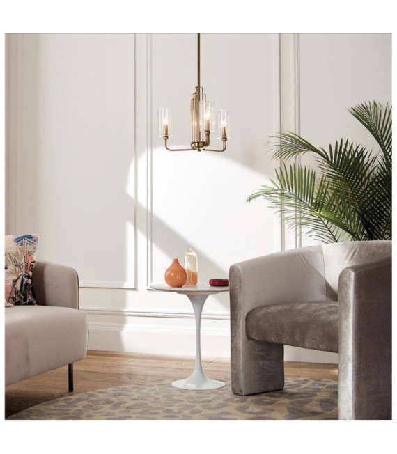 Lámpara colgante Kichler Vidrio estriado transparente, acero Latón natural cepillado